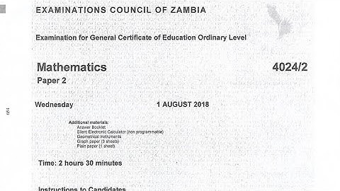 Maths paper 2 2018 GCE ECZ(question 6,7,8and 12)