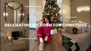 DECORATING MY ROOM FOR CHRISTMAS🎅🏽✨🎄come holiday decor shopping with me + room tour!