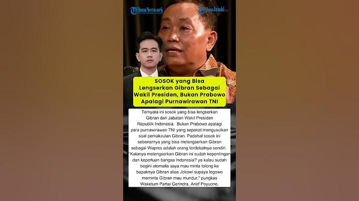 SOSOK yang Bisa Lengserkan Gibran Sebagai Wakil Presiden, Bukan Prabowo Apalagi Purnawirawan TNI