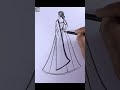 Beginners drawing a girl with beautiful dress #Shorts