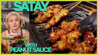 Chicken Satay with Peanut Sauce (no bbq required)