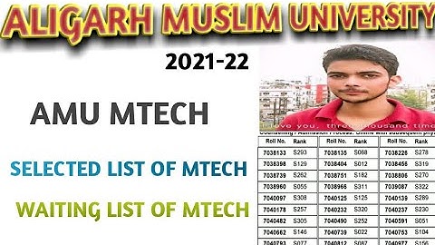 AMU entrance result 2021|amu Mtech result|amu entrance selected list |amu entrance waiting list #amu