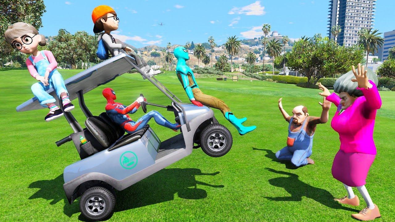 Scary Teacher 3D - Chaos on The Golf Course - Spiderman vs Miss'T - Fun Animation