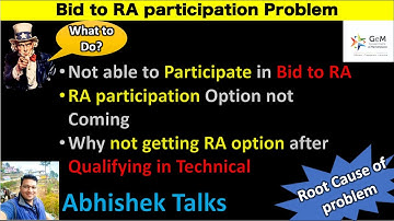 Bid to RA participation Problem | RA participation Option not Coming | Reverse Auction Problem