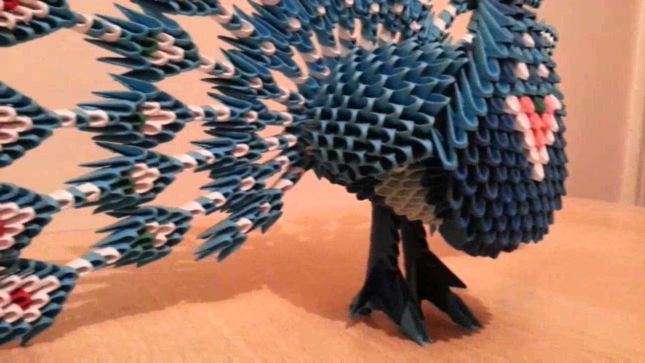 3D origami blue peacock YouTube