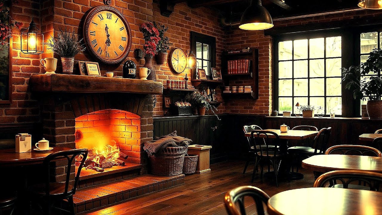 🔥 6 Hours of Vintage Café Fireplace – Cozy Fire Sounds for Sleep ...