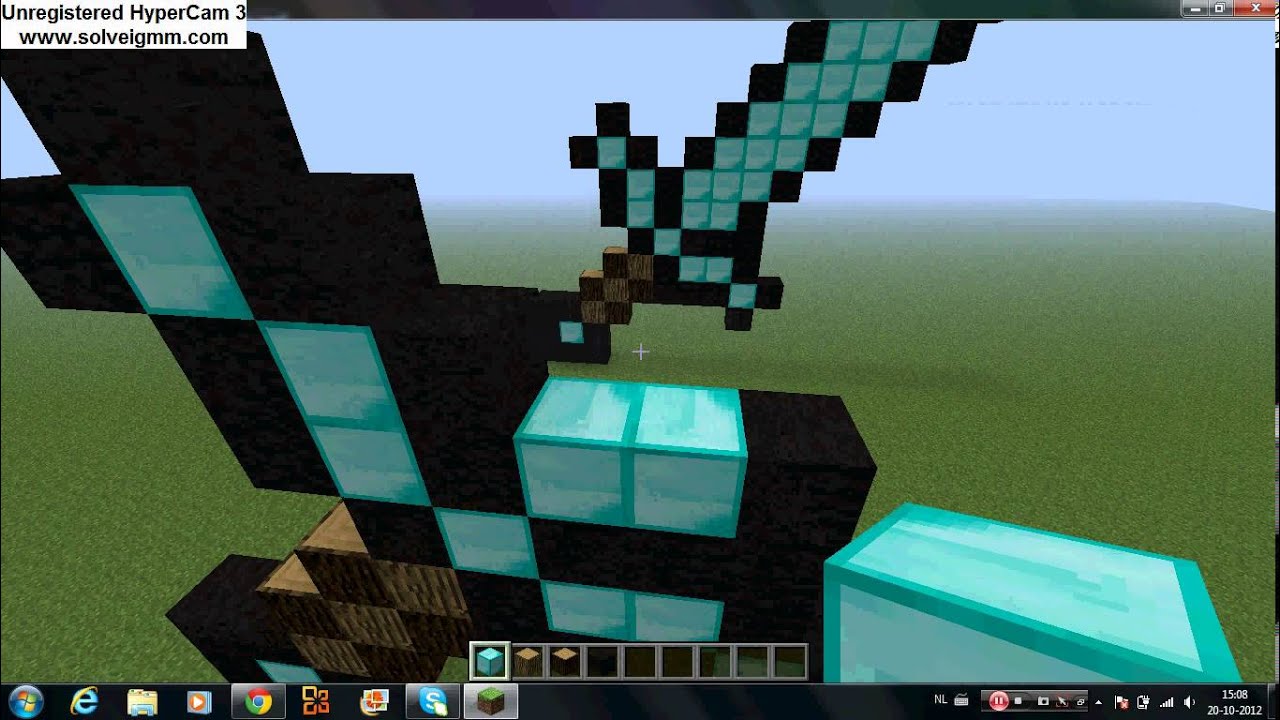 how to make a diamond sword pixel art tutorial - YouTube