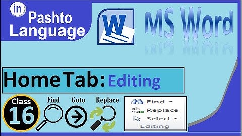MS Word 2010 Home tab Editing group in pashto | winword 2010 Home tab Editing group in pashto