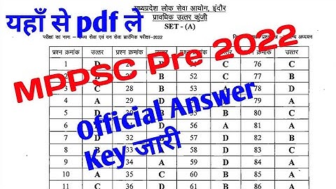 MPPSC PRE 2022 || Official Answer Key Out🤩 #mppsc2022 #answerkey #mppsc_update