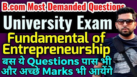 Important Questions of B.com 2nd yr | Entrepreneurship Fundamental Im Questions,B.com Important