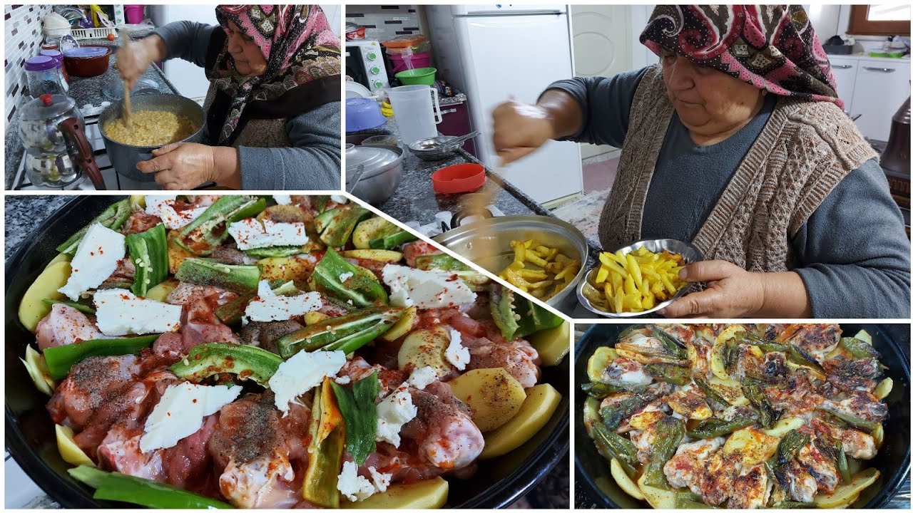 Sabah kahvaltısı ve öğlen yemeği Keşkek tarifi ve fırında patatesli tavuk kanat