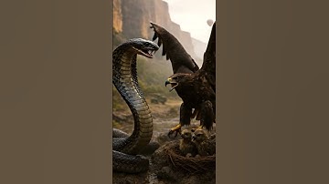 King cobra strikes at a Spanish imperial eagle defending her young. 🐍🦅🌧️