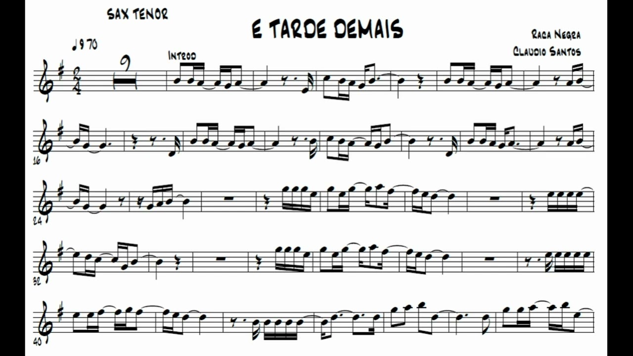Raça Negra - É Tarde Demais - Sheet Music For Trumpet