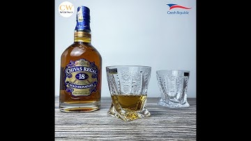Ly Rượu Mạnh Whisky Brandy Pha Lê Tiệp Khắc Quadro 340ml Mài Hoa Văn 57
