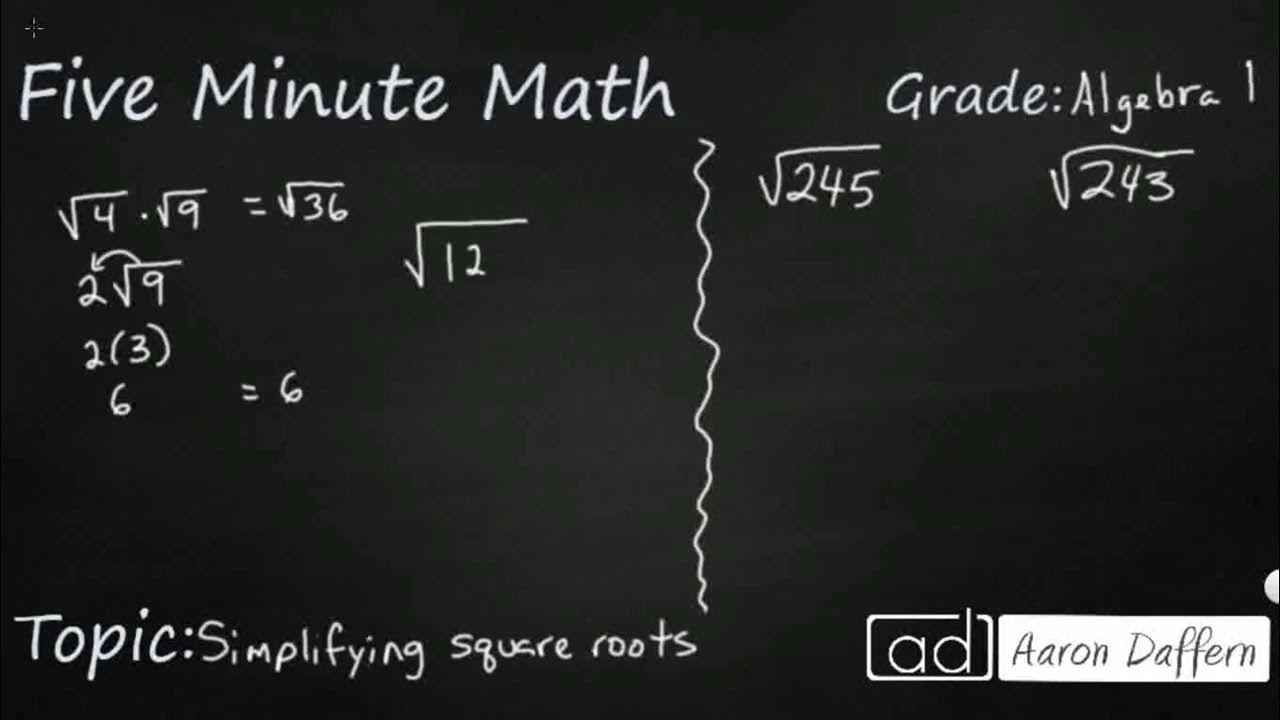 algebra-1-simplifying-square-roots-youtube
