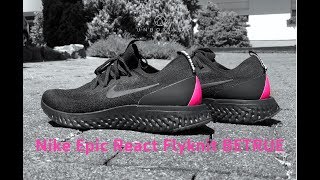 Nike Epic React Flyknit BETRUE ‘Black/Black-pink blast | UNBOXING & ON FEET | running shoes | 4K