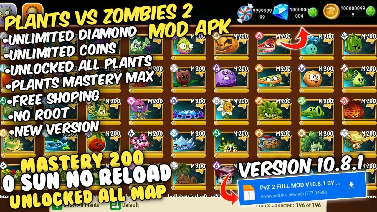 Download Plants Vs Zombies 2 MOD APK v11.0.1 (Unlimited Money) For Android