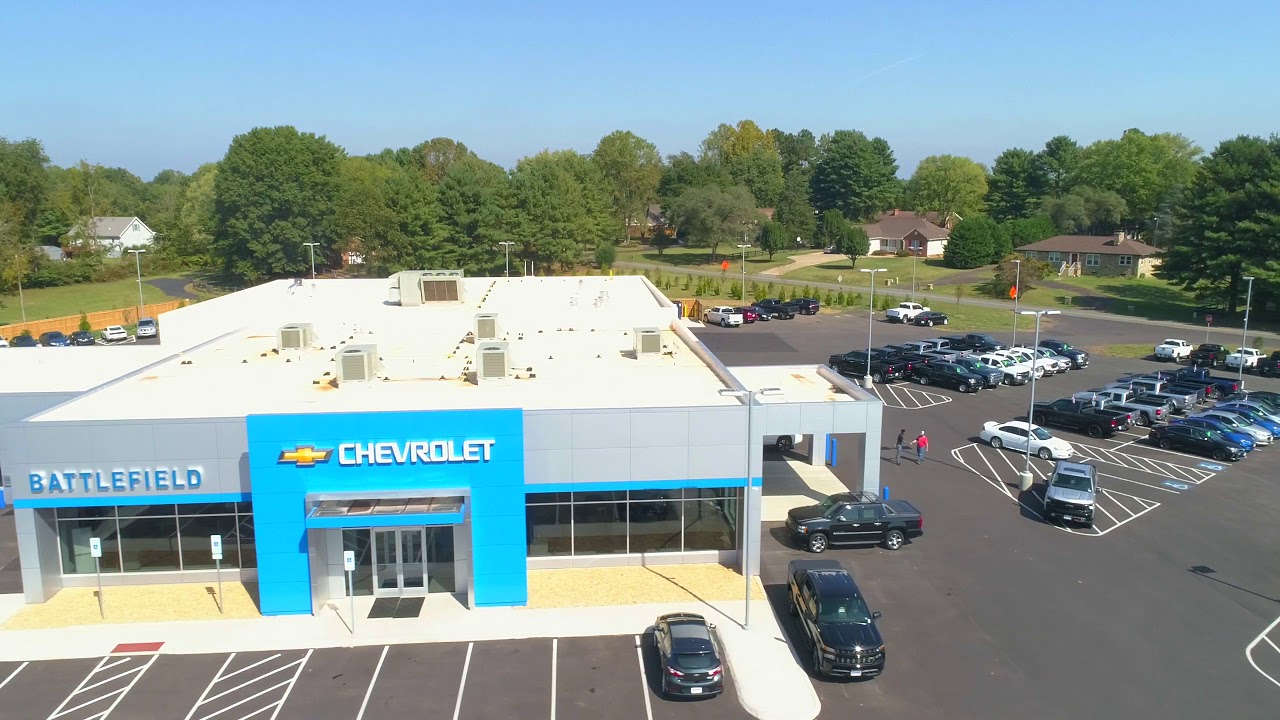 Battlefield Chevrolet Culpeper Car dealership aerial drone video front