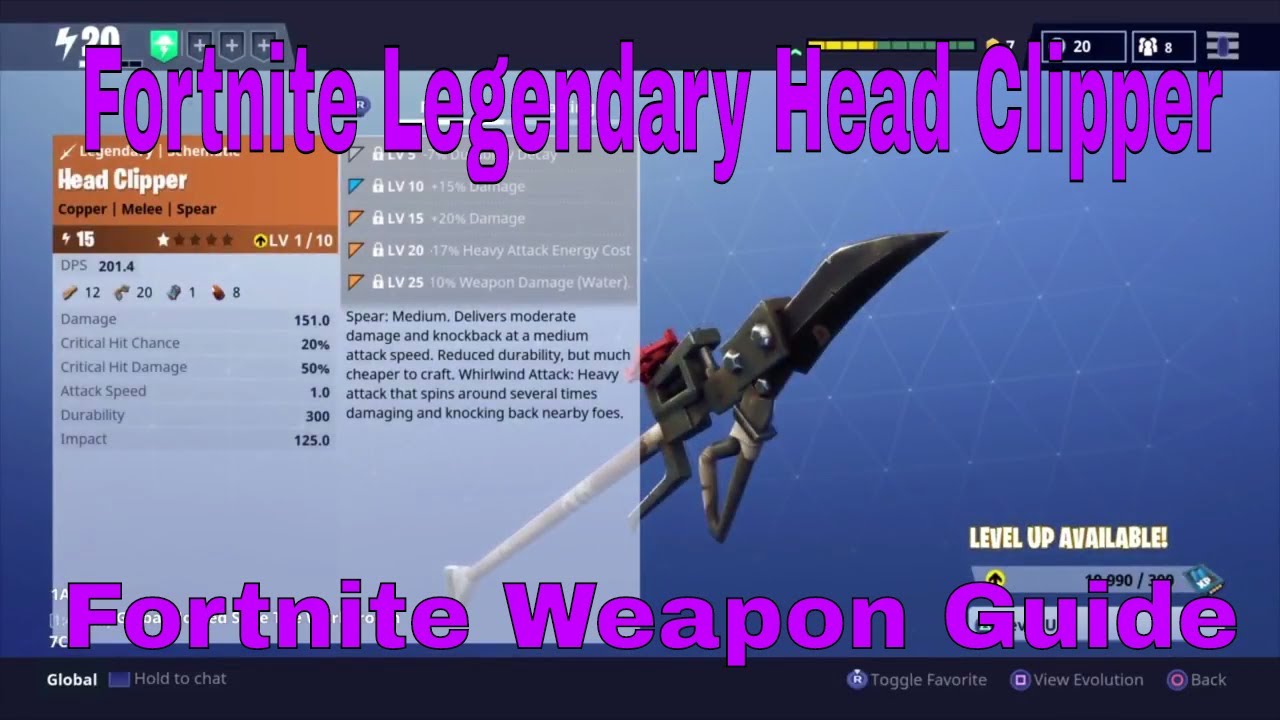 fortnite legendary scavenger weapon head clipper legendary melee weapon guide - fortnite melee weapon perks