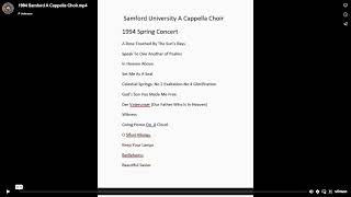 Samford A Cappella Spring Concert 1994