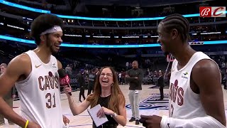 Donovan Mitchell gives Jarrett Allen, Caris LeVert well-deserved shower after Cavaliers' comeback