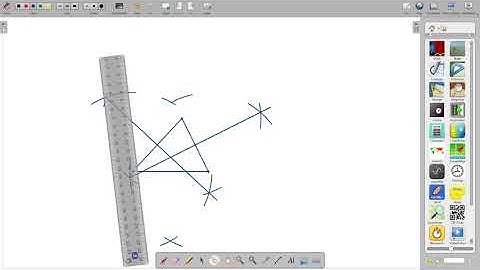 Drawing perpendicular bisector on 3 sides of a triangle and drawing a circle around the triangle.