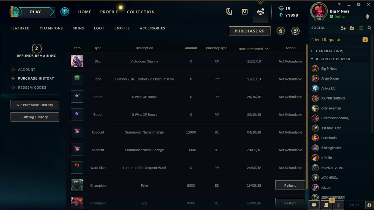 How To See Your Purchase History League Of Legends YouTube How To See Your Purchase History League Of Legends YouTube