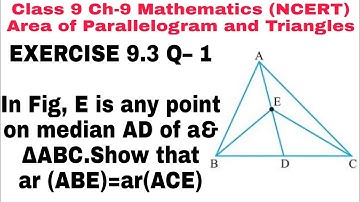 ch-9 Ex 9.3 Q 1 class 9 || Area of parallelogram and triangle || NCERT Mathematics