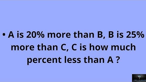 A is 20% more than B, B is 25% more than C, C is how much percent less than A ?