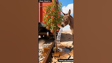 donkey saved the Apple tree from drying up by watering it #ai #save #tree #zebra
