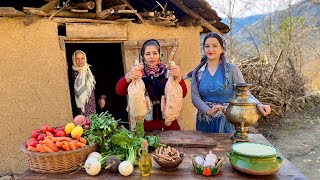 Cooking Biriyani Duck's inside Stuffed Pilaf in Rural Style Kitchen