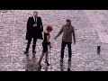 French Pop singer Mylene Farmer arriving on crutches on the set of her latest clip in Paris