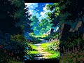 Beautiful garden flowers trees clouds anime scene #newshort #viralshort