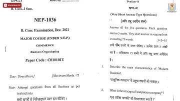 BCOM 1ST SEM MAJOR COURCE COMMERCE BUSINESS ORGANISATION NEP DEC 2021 | CCSU