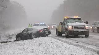 10-30-2020 Hopkinton, MA - Snow Storm In Northeast - Car Off Roadway