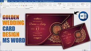 Golden Wedding Invitation Card Design in Microsoft Word Tutorial screenshot 4