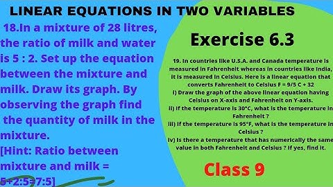 Linear equations in two variables class 9 Exercise 6.3 18&19 problems / graphs class 9 exercise 6.3