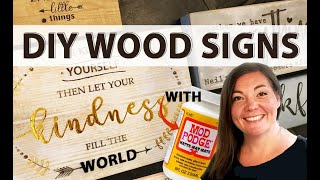 DIY Wood Signs | Mod Podge Transfer to Painted Wood with Gold