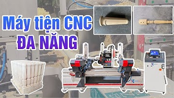 Máy tiện cấp phôi tự động - 6 chức năng, Tiện gỗ + Chà nhám + Phay + Khoan + Rãnh + Khắc