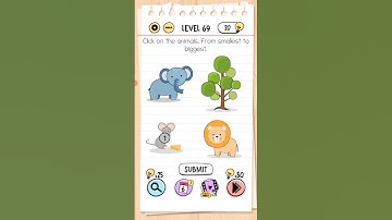 Brain Test Level 69 - Click on animals from smallest to biggest