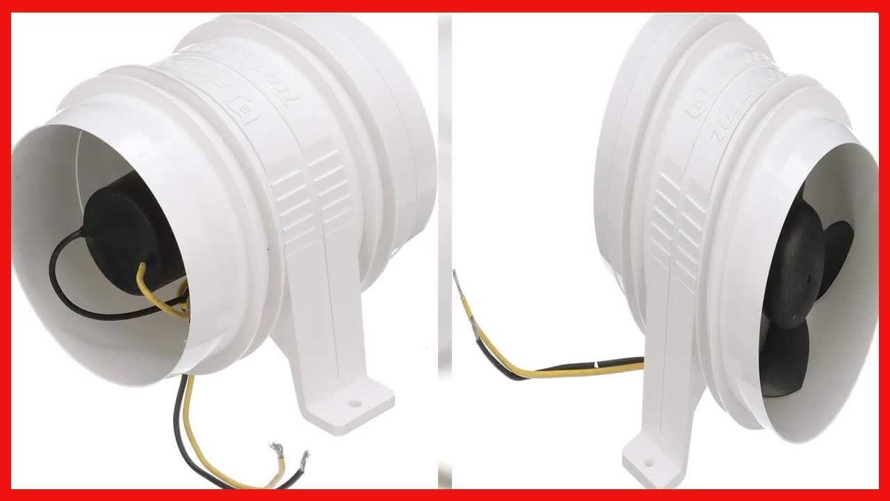 Attwood Marine|1733-4|Turbo 3000 Series Water-Resitant, In-Line Blower 12V White |Manatee Max|Boating