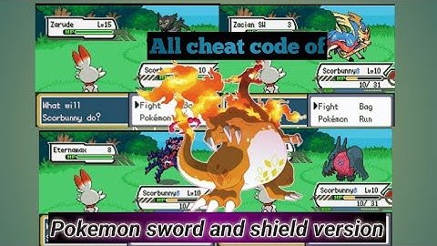 All cheat code of Pokemon sword and shield version like zardue ,rare candy and legendary Pokemon