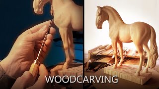 Horse sculpture. Woodcarving