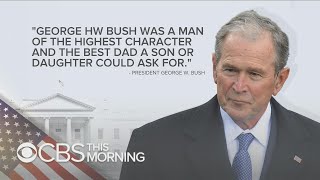 Former presidents pay tribute to george h.w. bush