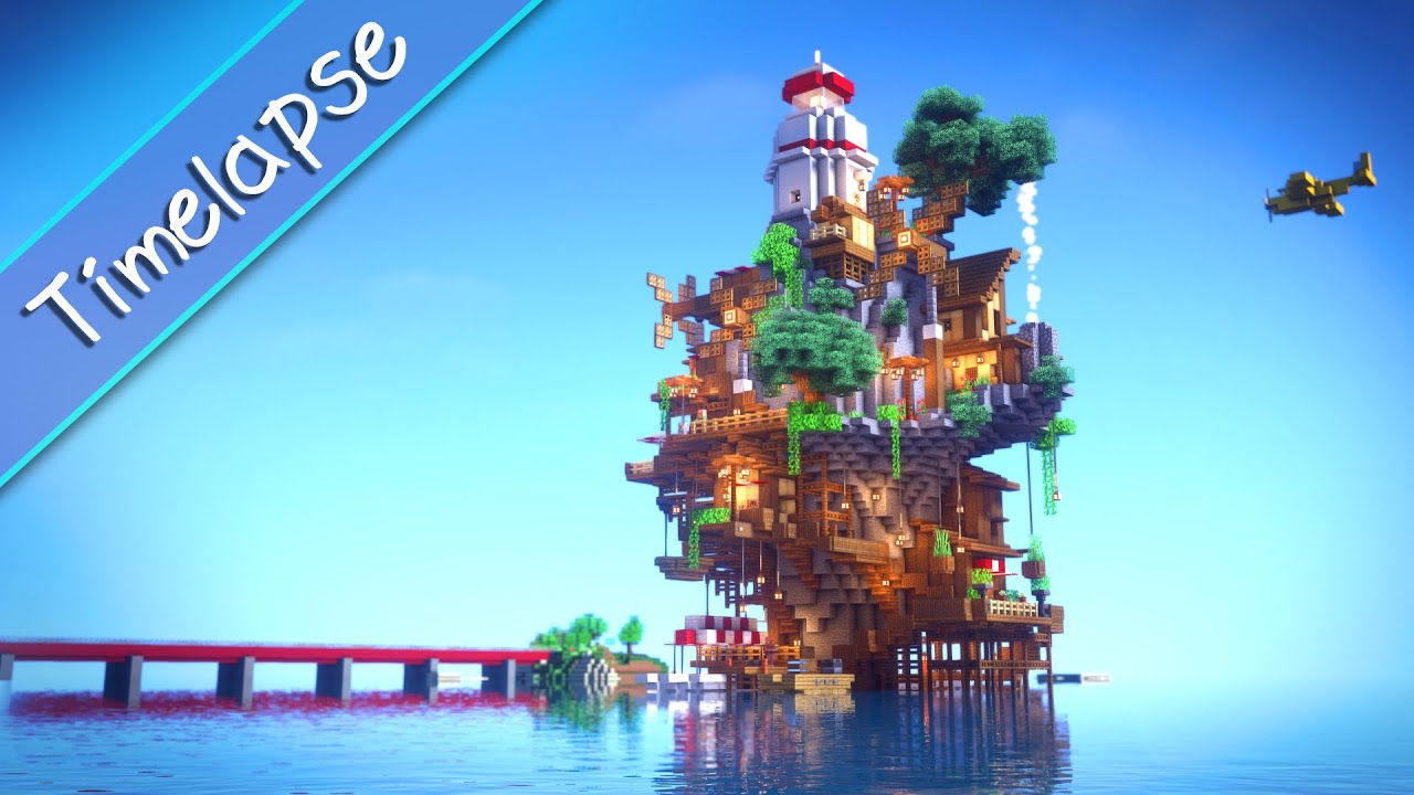 おしゃクラ！ part86 岩の上の町を作ってみた/[OSHACRA] Build town on a rock（Minecraft ...