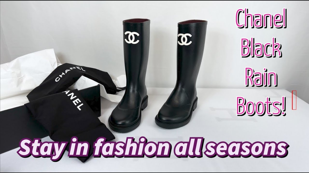 chanel Black Rain Boots! Stay in fashion all seasons♥️ #Chanel