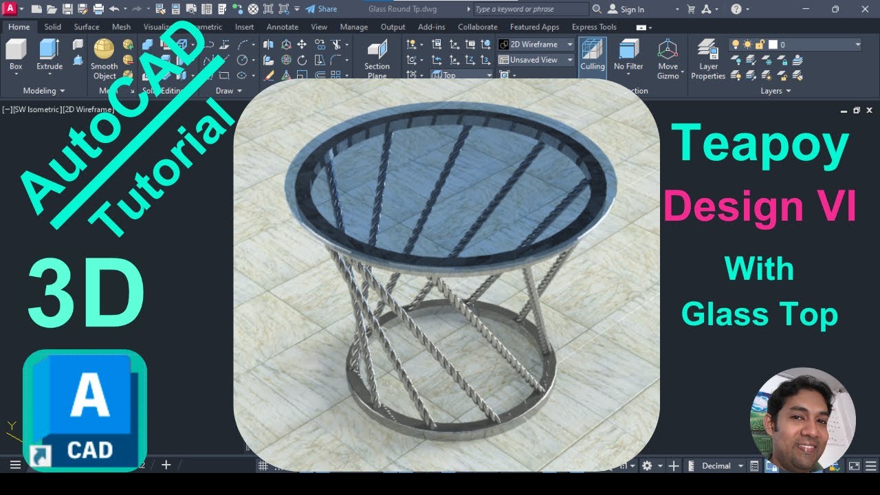 AutoCAD 3D| Glass top Teapoy Design II