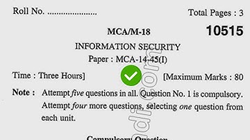2018 Kuk MCA 4th Sem Information Security Question Paper