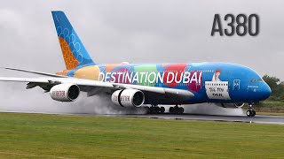 Airbus A380 drying the runway at Manchester airport
