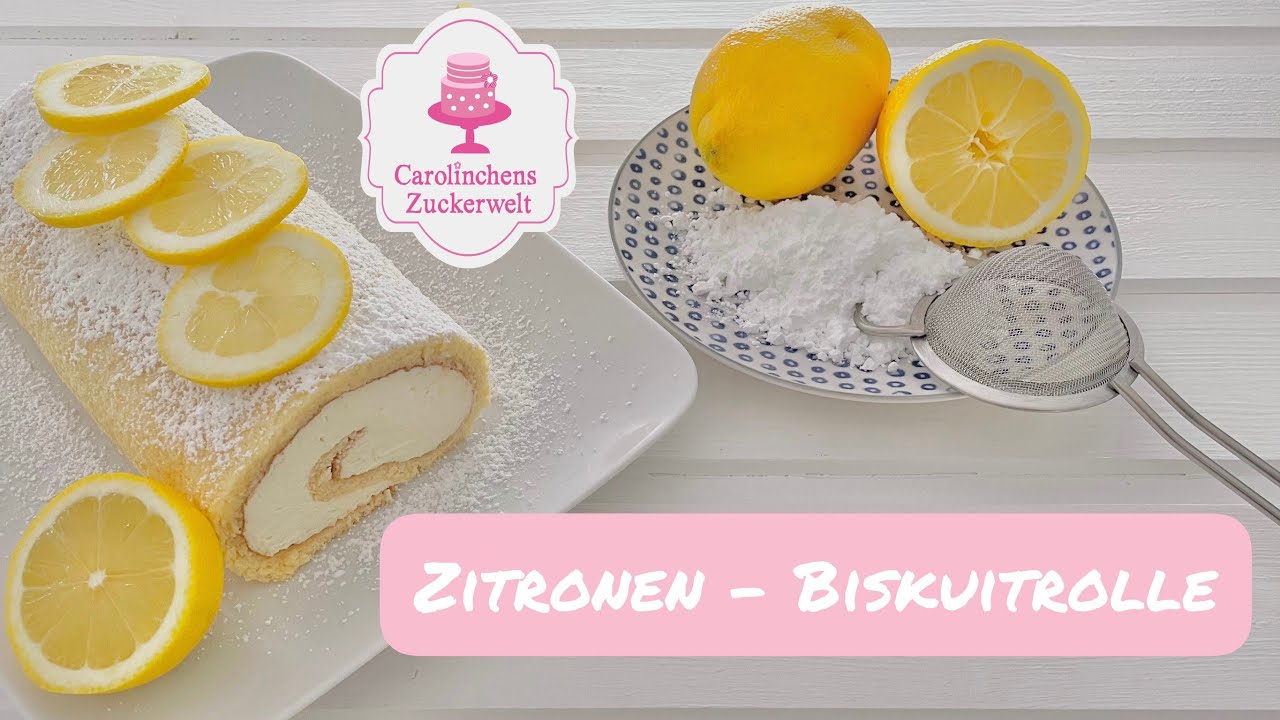 Zitronen Biskuitrolle Zitronenrolle mit Quark, Mascarpone &amp; Lemon Curd ...
